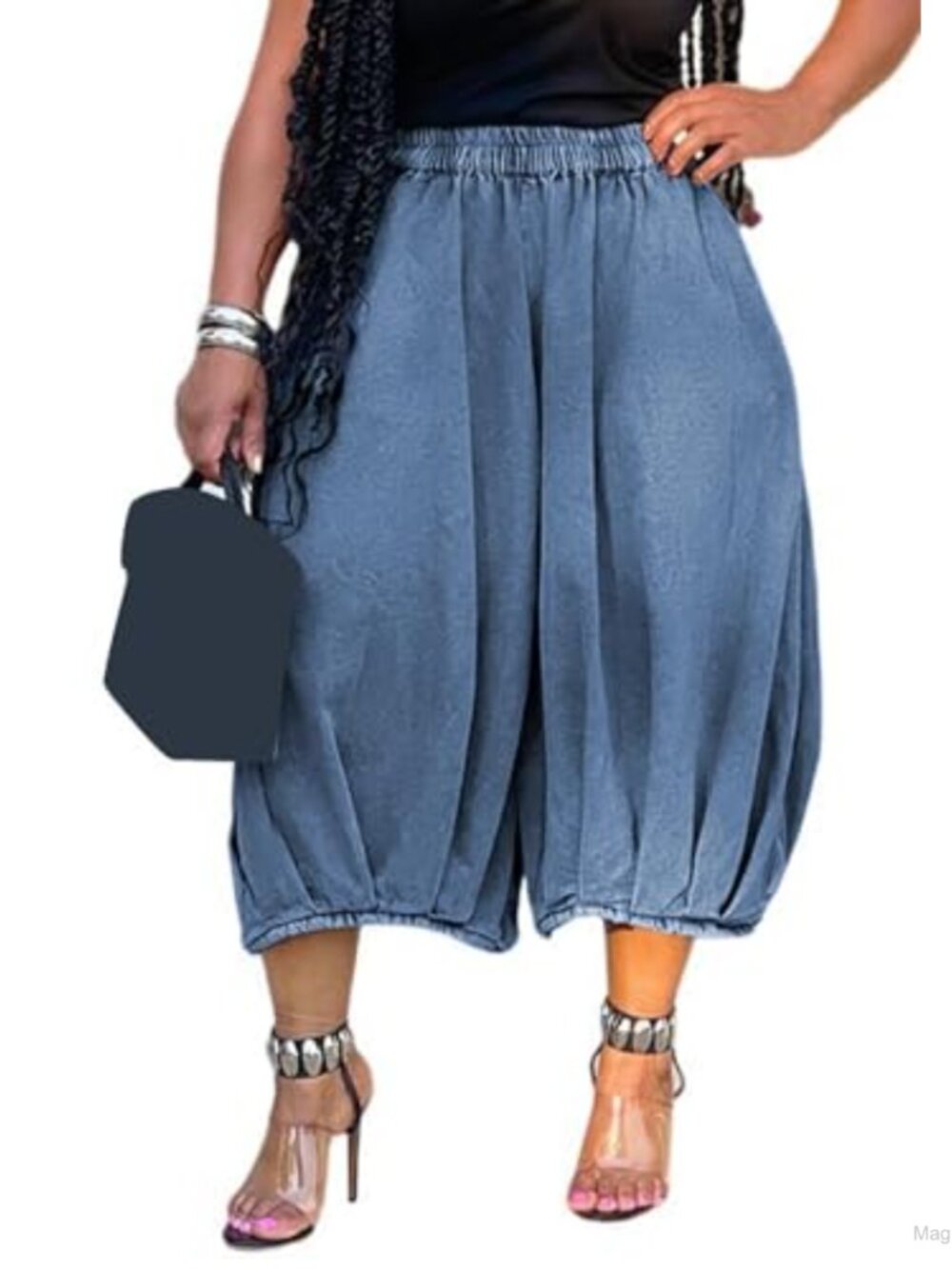 Baggy Barrel Jeans High Waist Wide Leg Cropped Denim Pants Women's Camo Jorts
